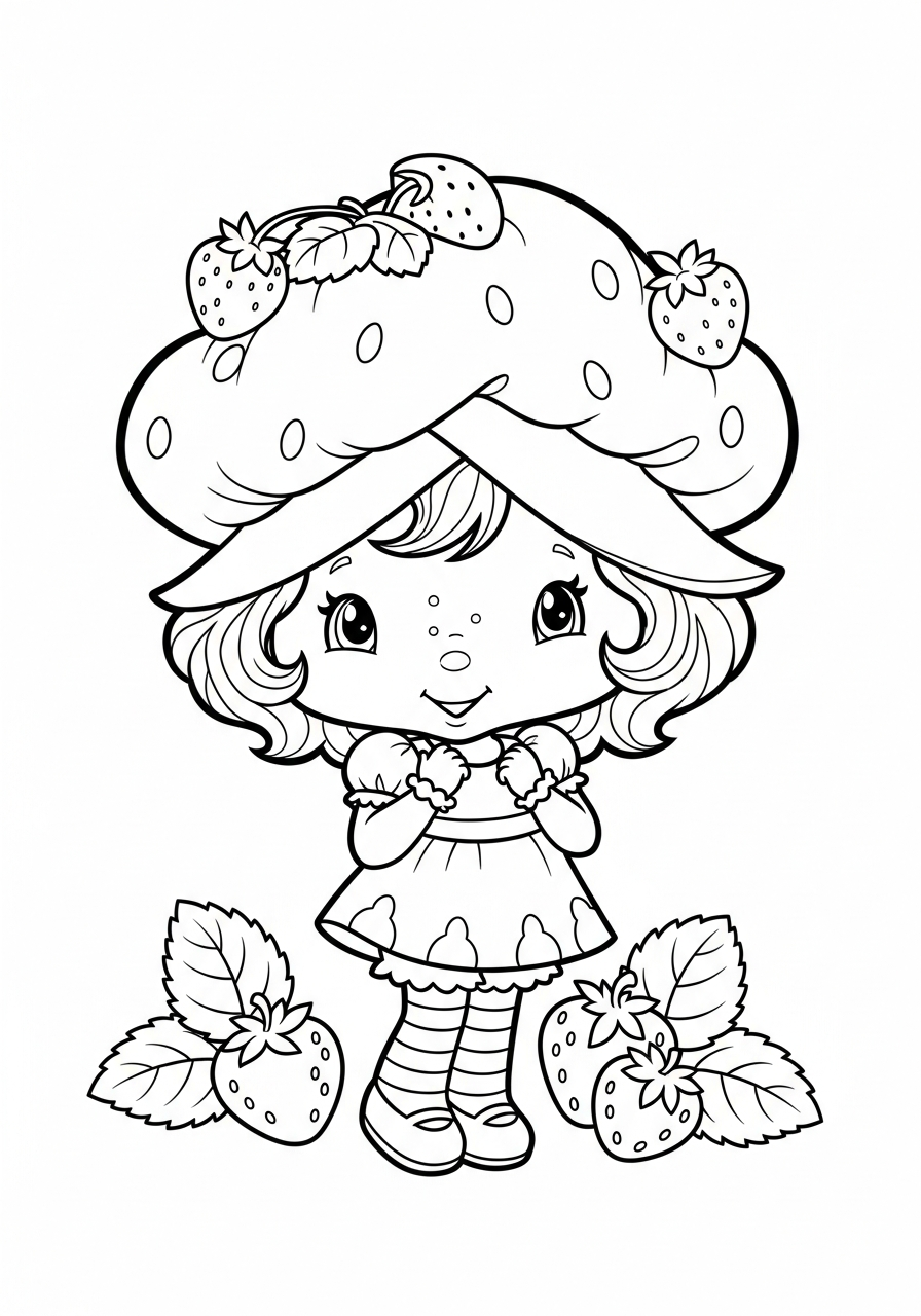 Chibi Strawberry Shortcake cute coloring page