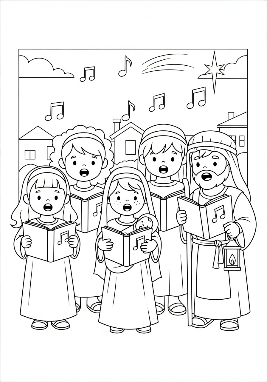 Las Posadas Coloring Pages 5 Children singing traditional holiday songs coloring page