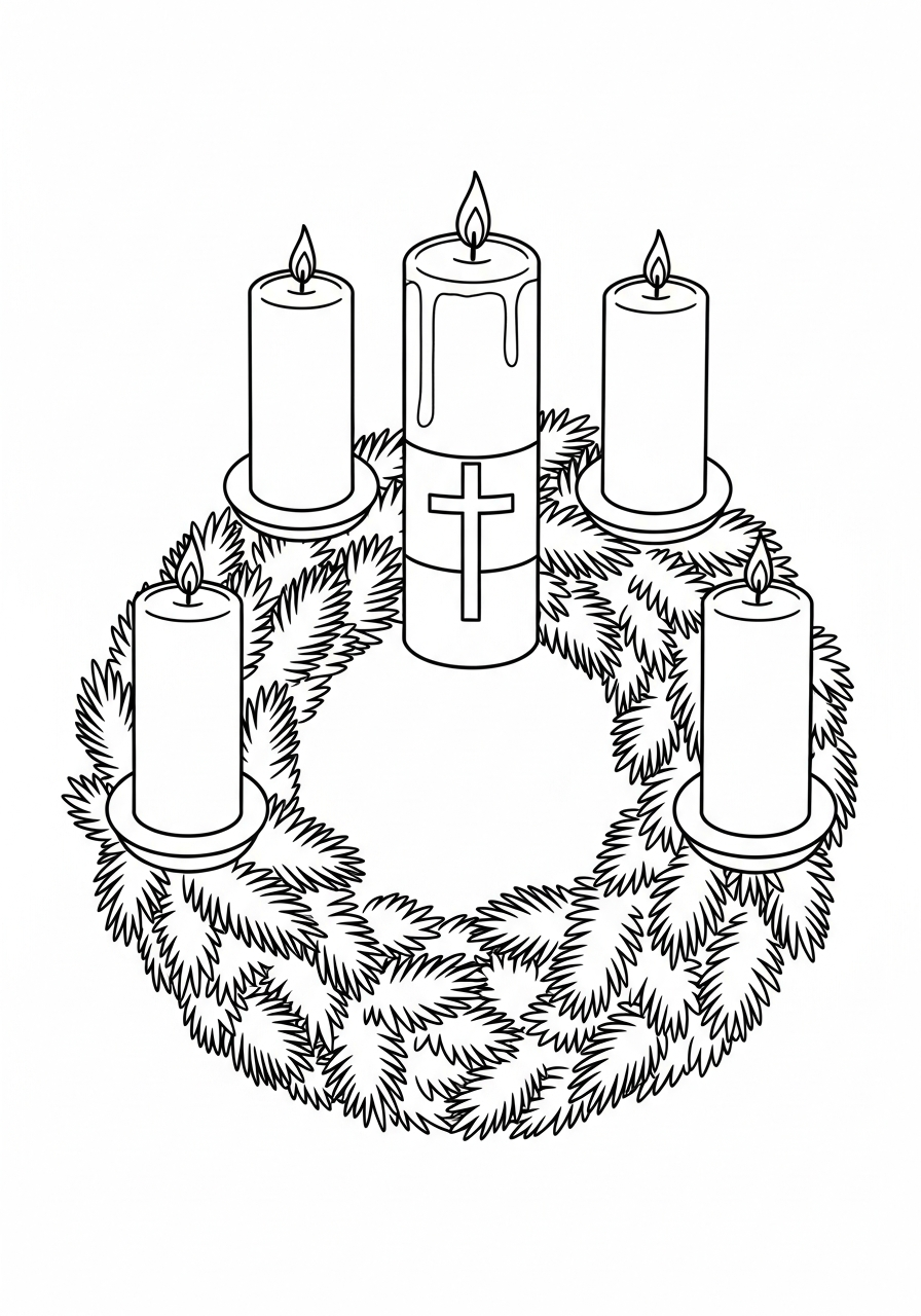 Advent Wreath Coloring Pages 6 Christ candle center Advent Wreath coloring page