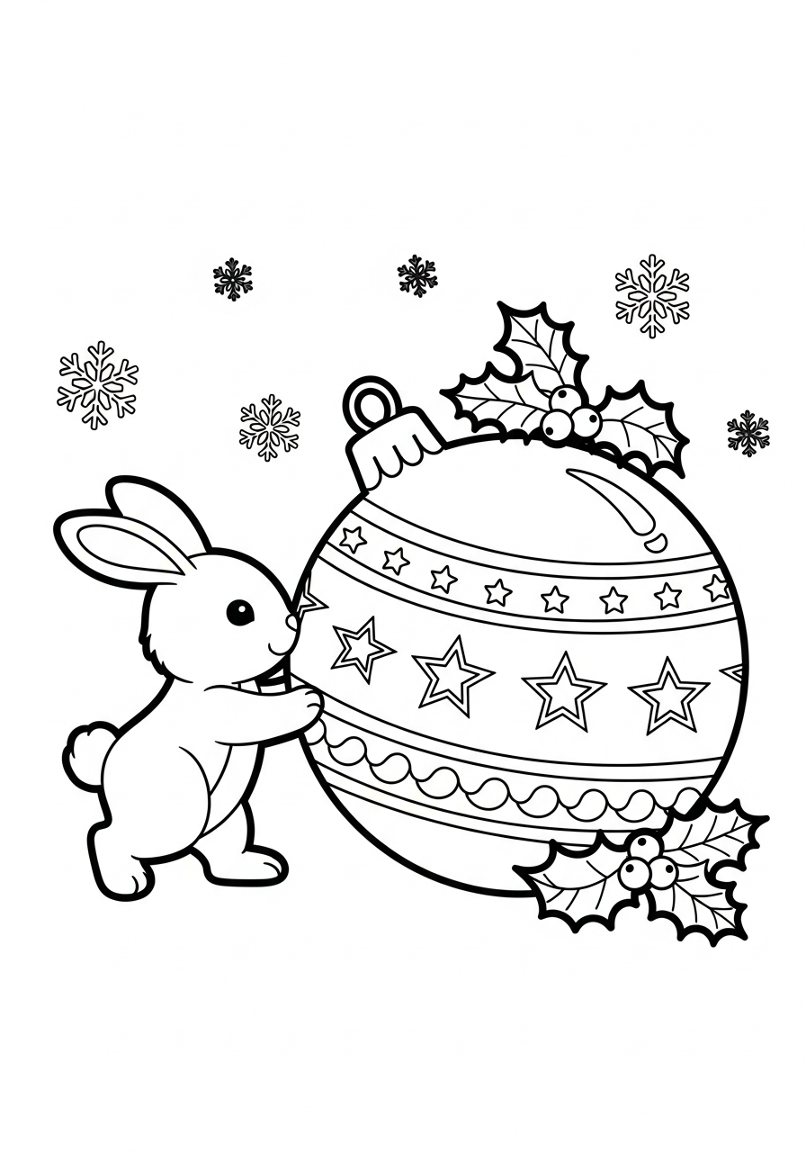 Christmas Bunny Coloring Pages 8 Christmas Bunny rolling big ornament coloring page
