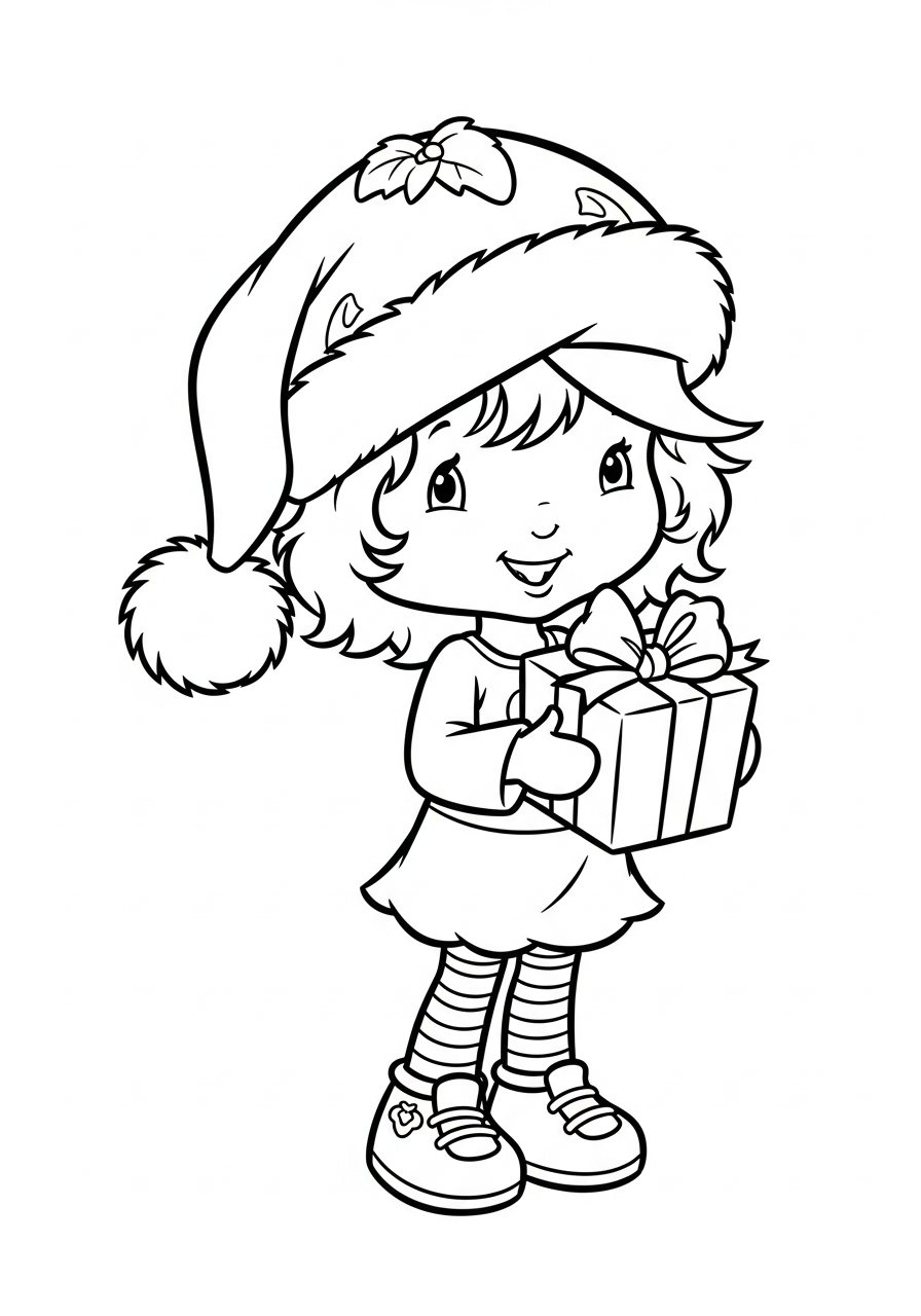 Christmas Strawberry Shortcake gift coloring page