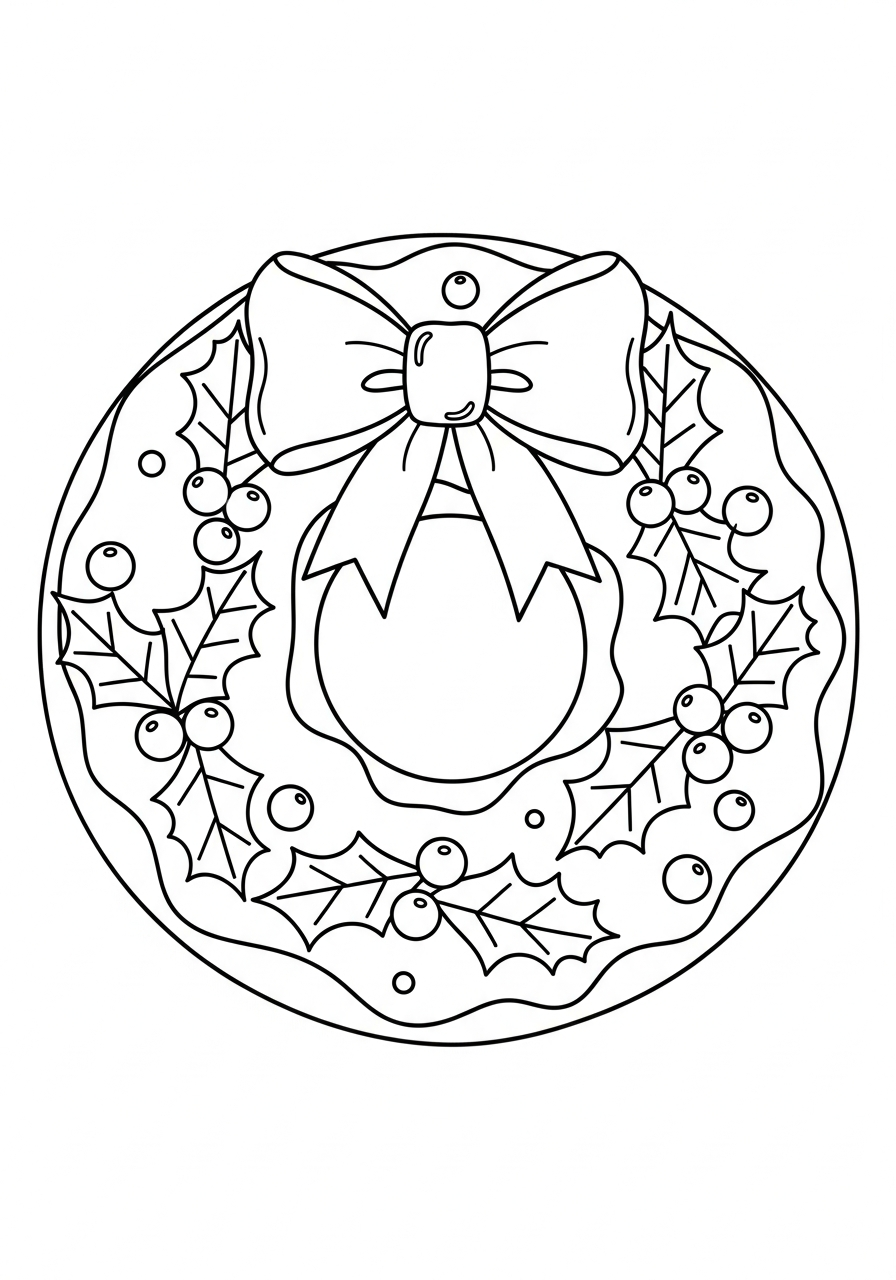 Donut Coloring Pages 6 Christmas wreath style holiday donut coloring page