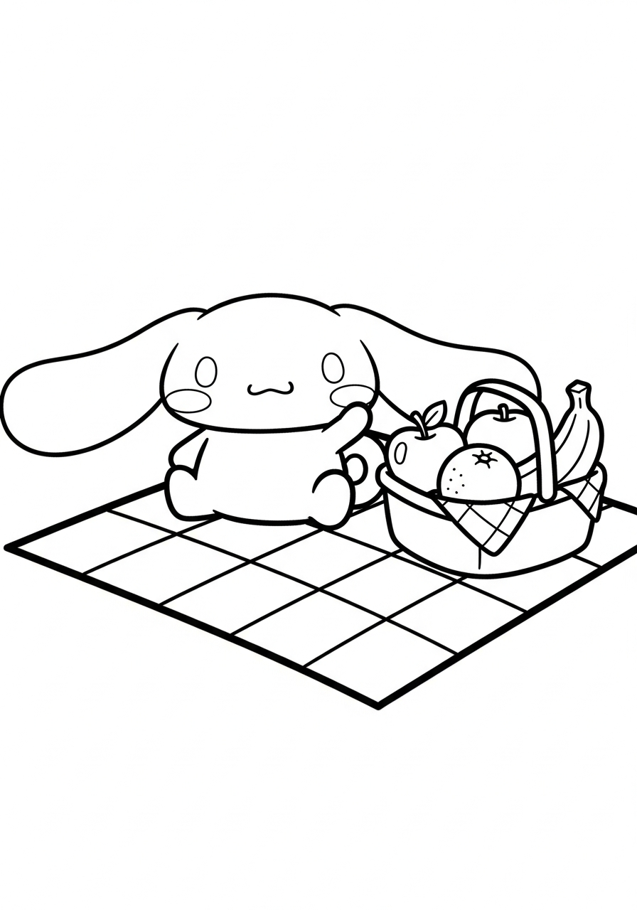 Cinnamoroll Coloring Pages 7 Cinnamoroll having a picnic coloring page