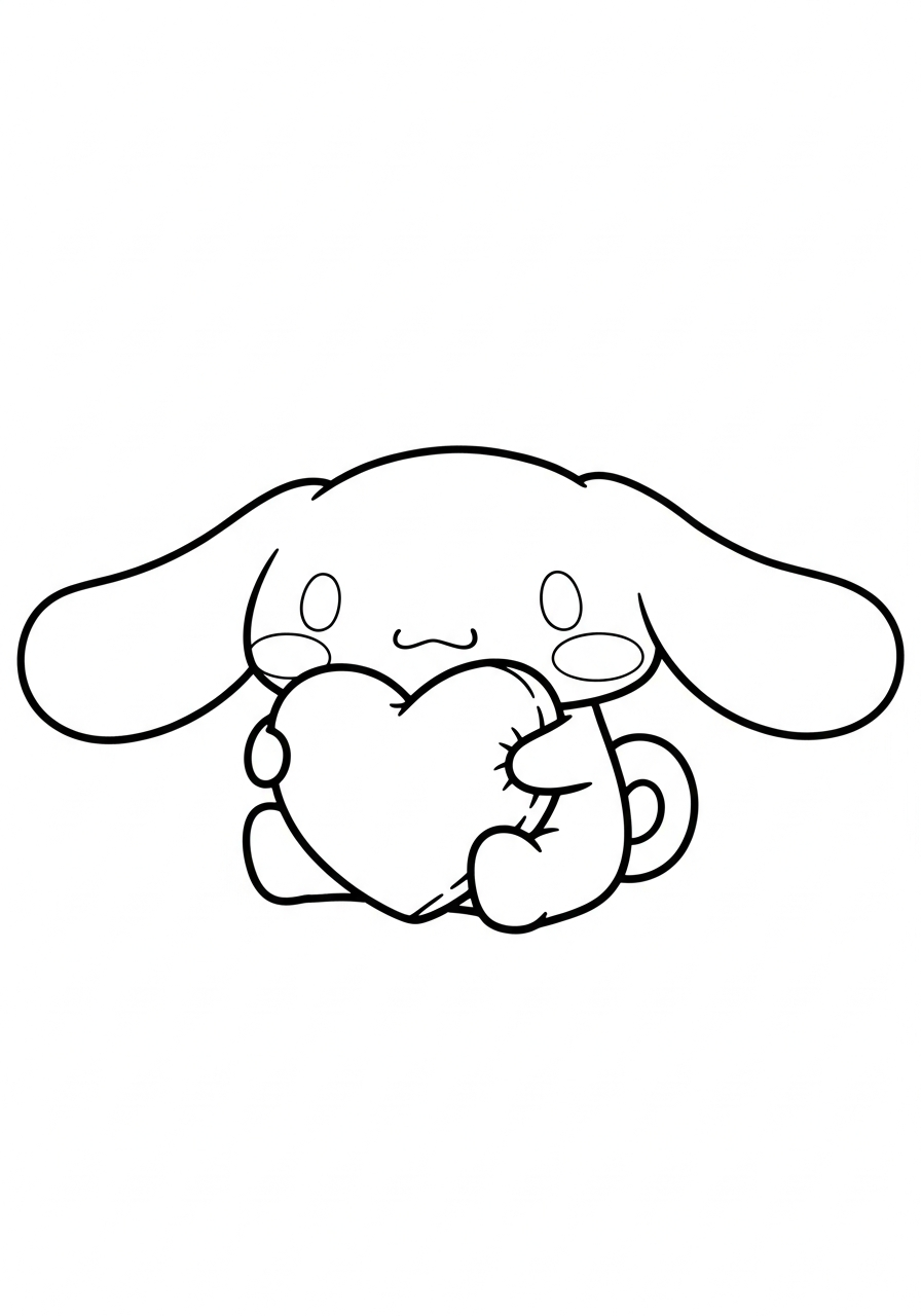 Cinnamoroll Coloring Pages 10 Cinnamoroll hugging a heart coloring page