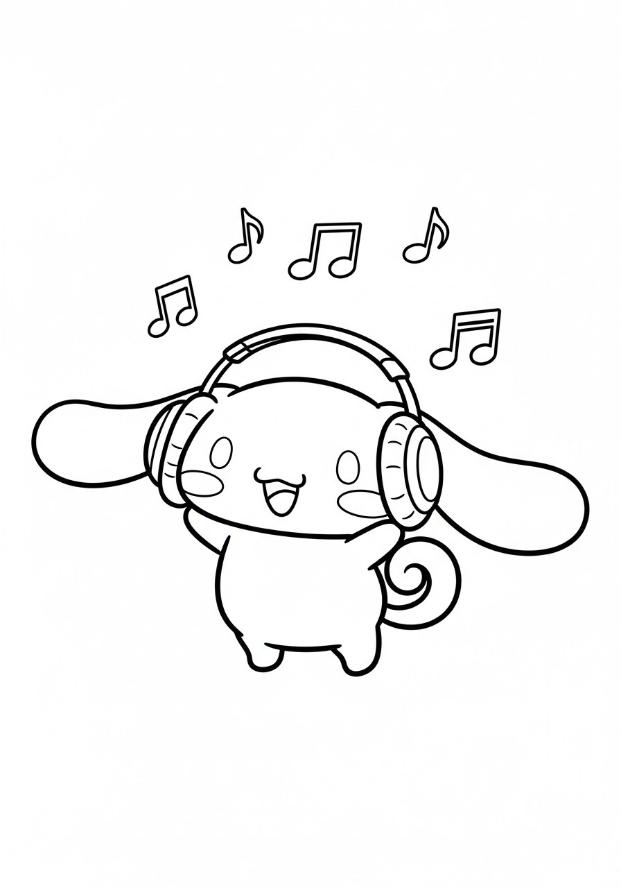 Cinnamoroll Coloring Pages 11 Cinnamoroll listening to music coloring page