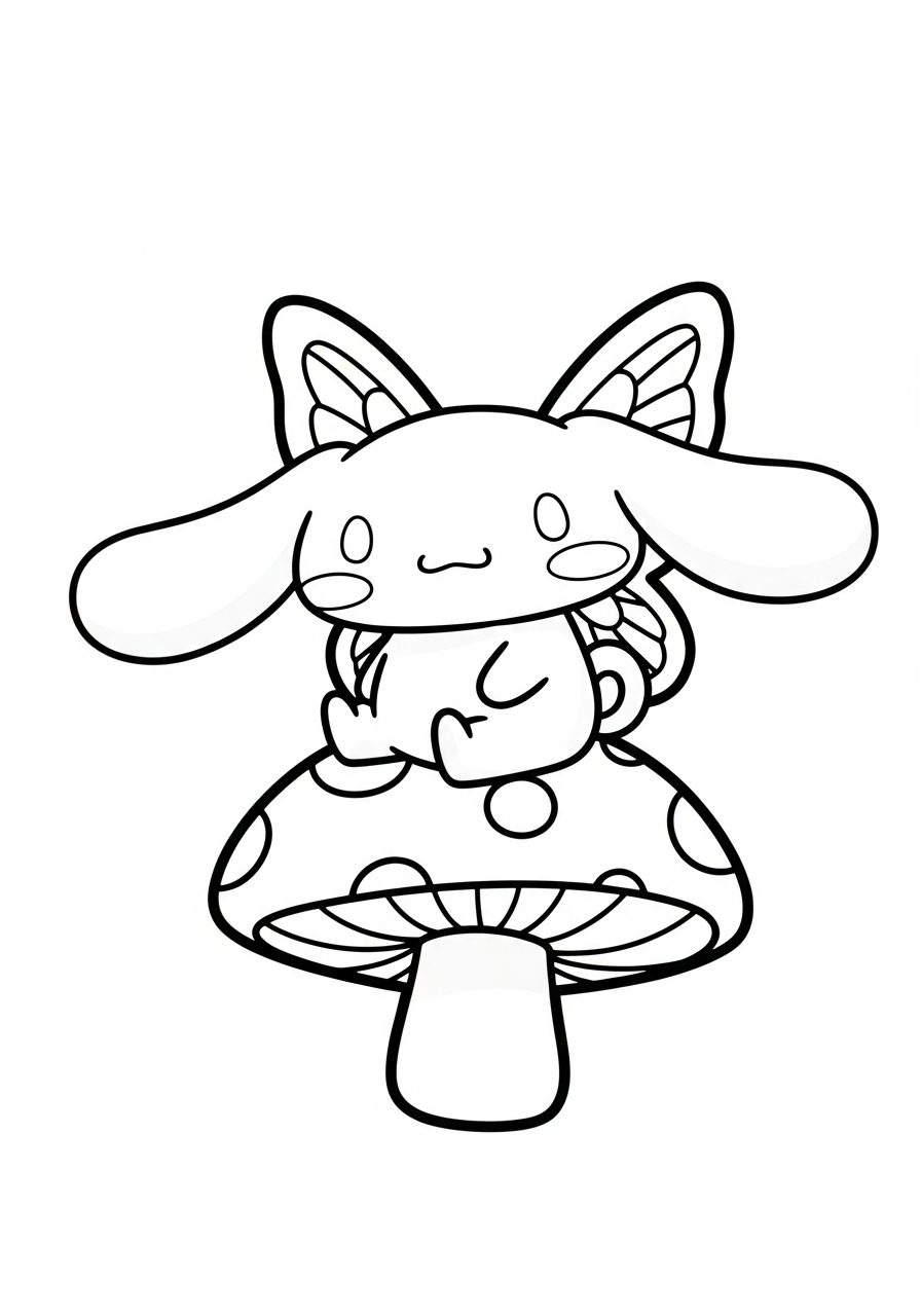 Cinnamoroll Coloring Pages 19 Cinnamoroll with butterfly wings coloring page