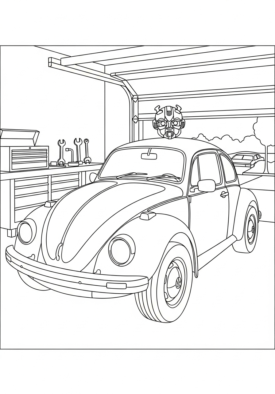 Bumblebee Coloring Pages 17 Classic Volkswagen Beetle Bumblebee car coloring page