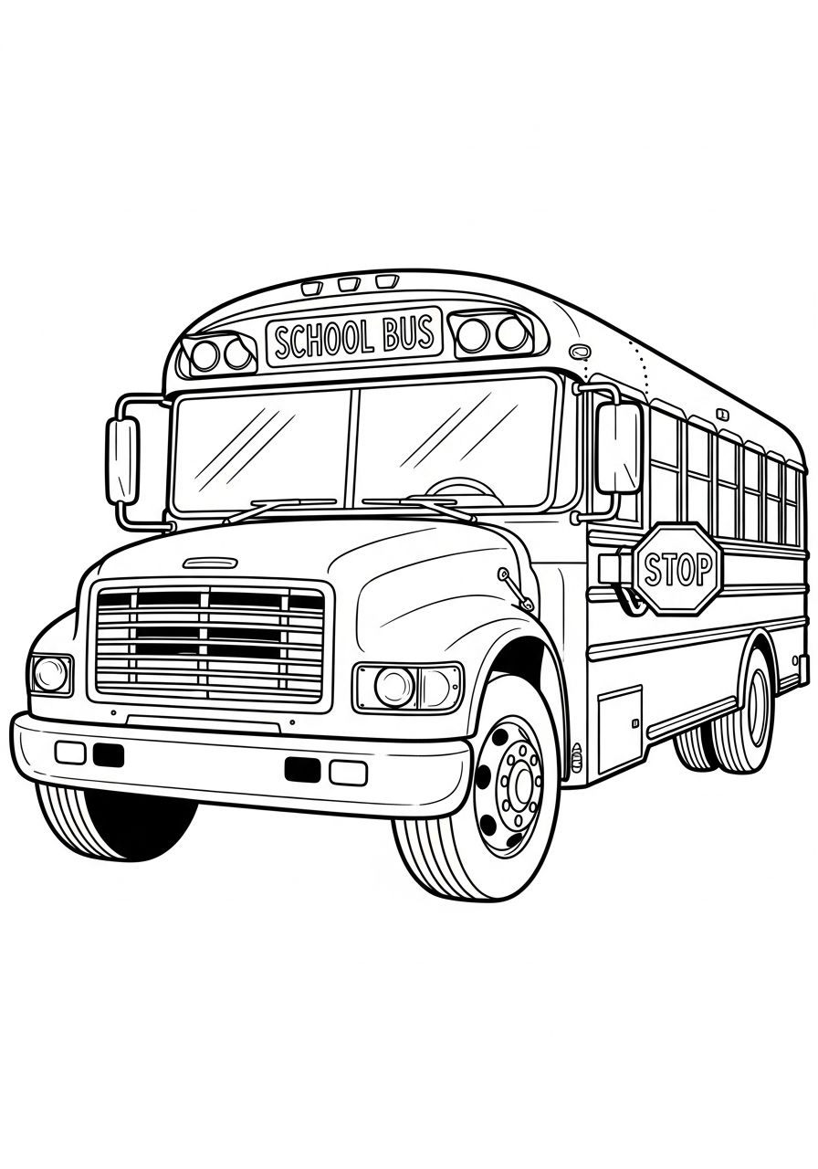 School Bus Coloring Pages 6 Classic realistic American School Bus coloring page