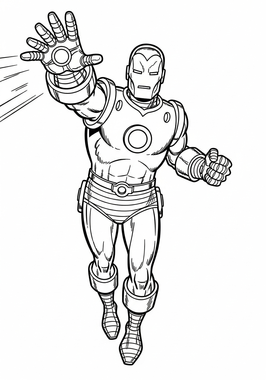 Iron Man Coloring Pages 5 Classic retro style Iron Man coloring page