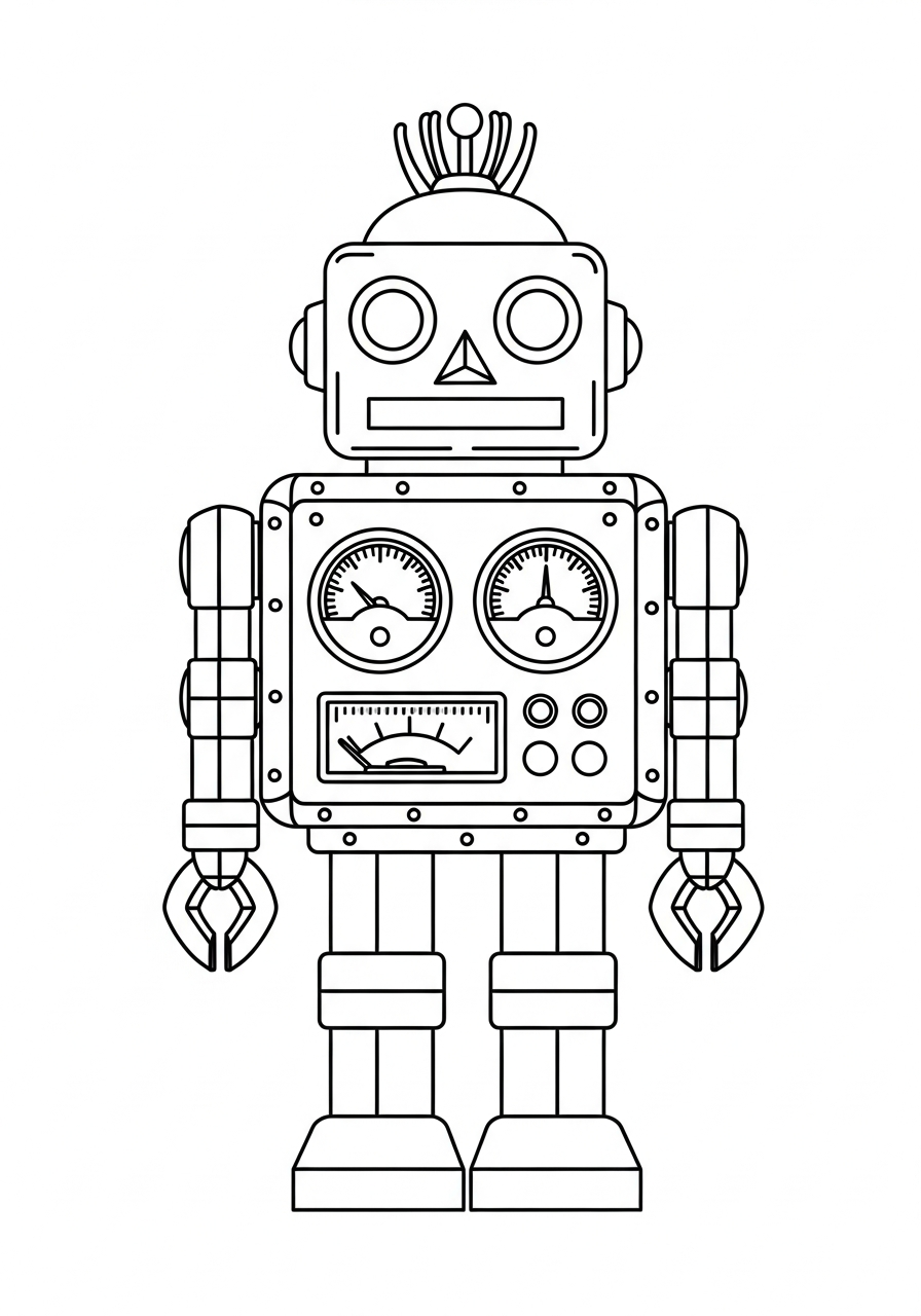 Robot Coloring Pages 8 Classic retro toy robot coloring page