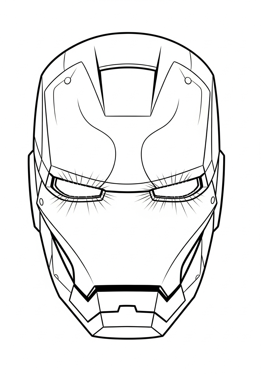 Iron Man Coloring Pages 6 Close up Iron Man helmet coloring page