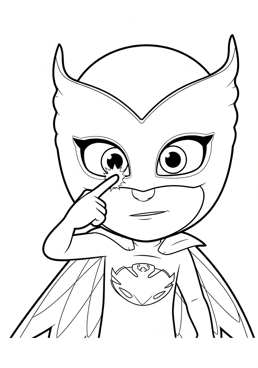 PJ Mask Coloring Pages 7 Close up Owlette using eyes coloring page