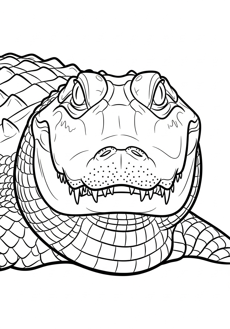 Alligator Coloring Pages 15 Close up alligator head realistic coloring page