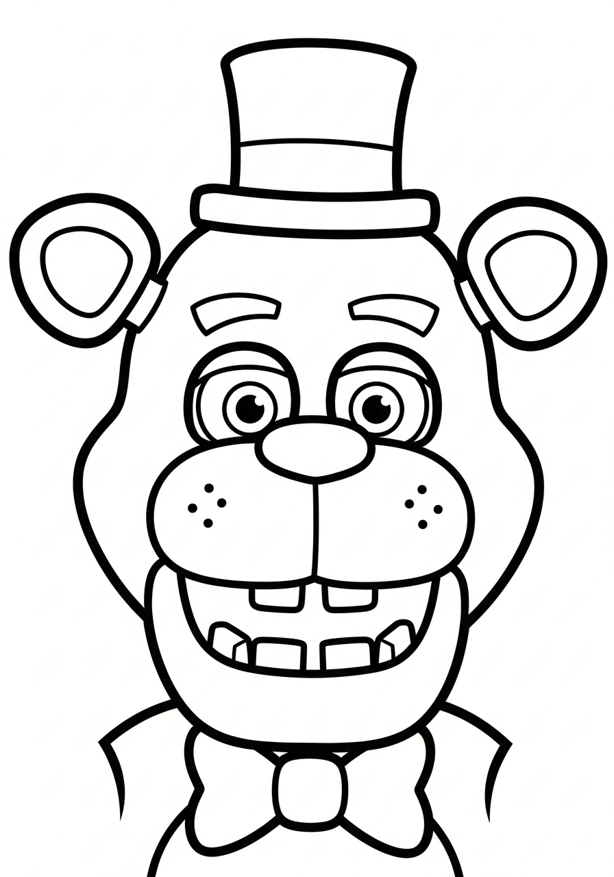 Freddy Fazbear Coloring Pages 3 Close up portrait of Freddy Fazbear coloring page