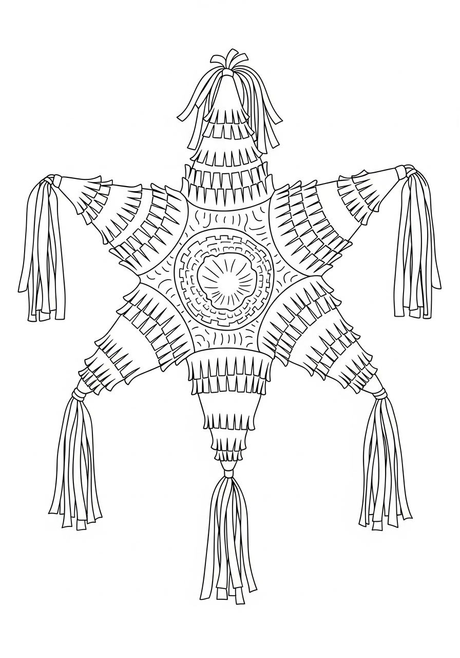 Las Posadas Coloring Pages 7 Close up star piñata details coloring page