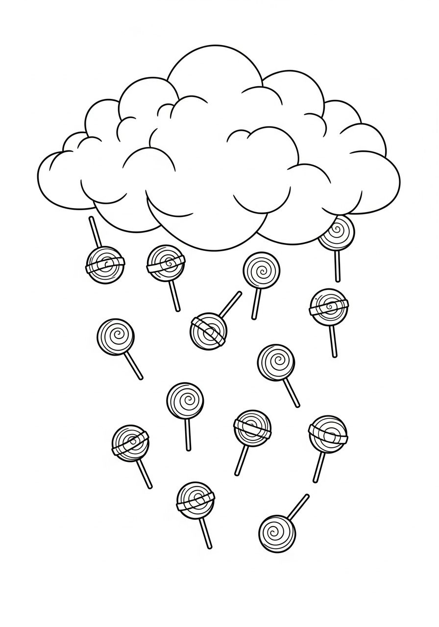 Lollipop Coloring Pages 6 Cloud raining small sweet lollipop coloring page
