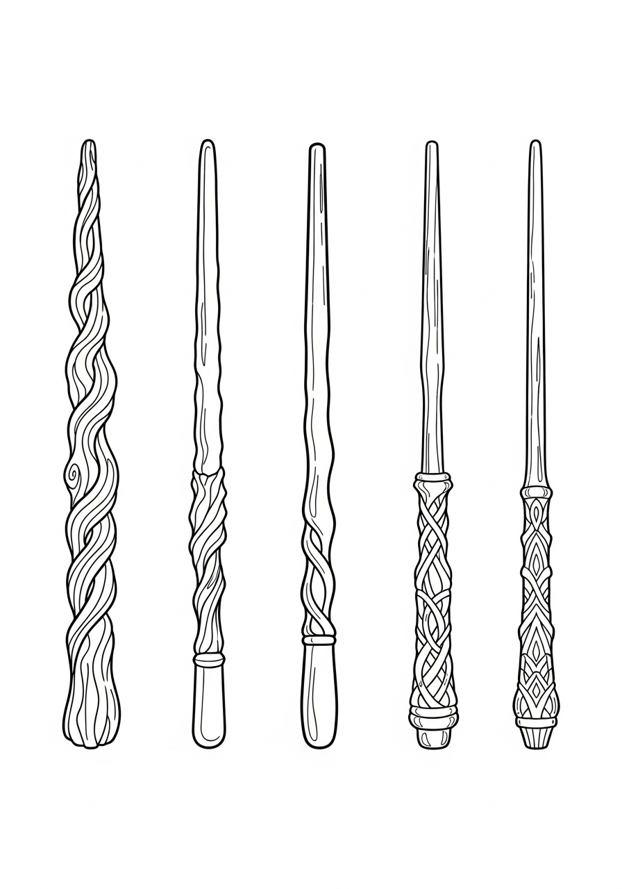 Harry Potter Coloring Pages 12 Collection of unique magic wands coloring page