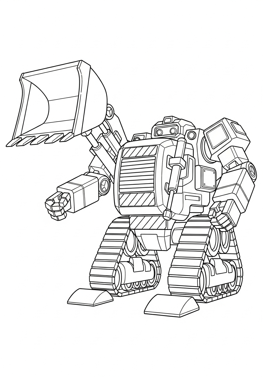 Robot Coloring Pages 9 Construction robot with bulldozer arm coloring page