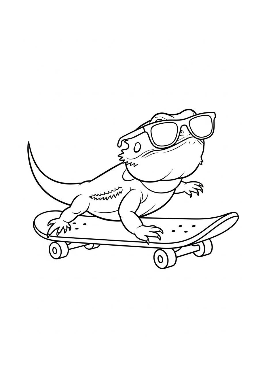 Bearded Dragon Coloring Pages 14 Cool skater Bearded Dragon coloring page