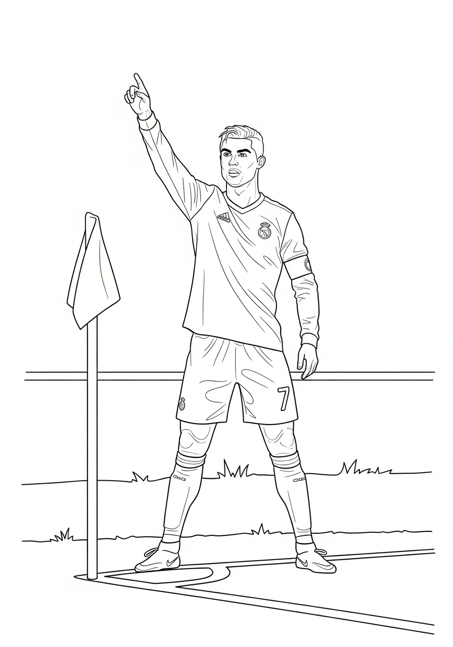 Corner kick Cristiano Ronaldo coloring page