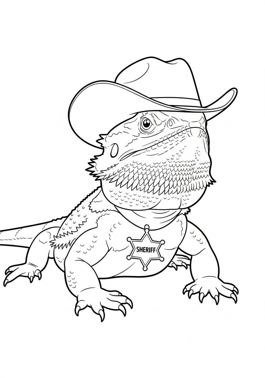 Bearded Dragon Coloring Pages 15 Cowboy sheriff Bearded Dragon coloring page