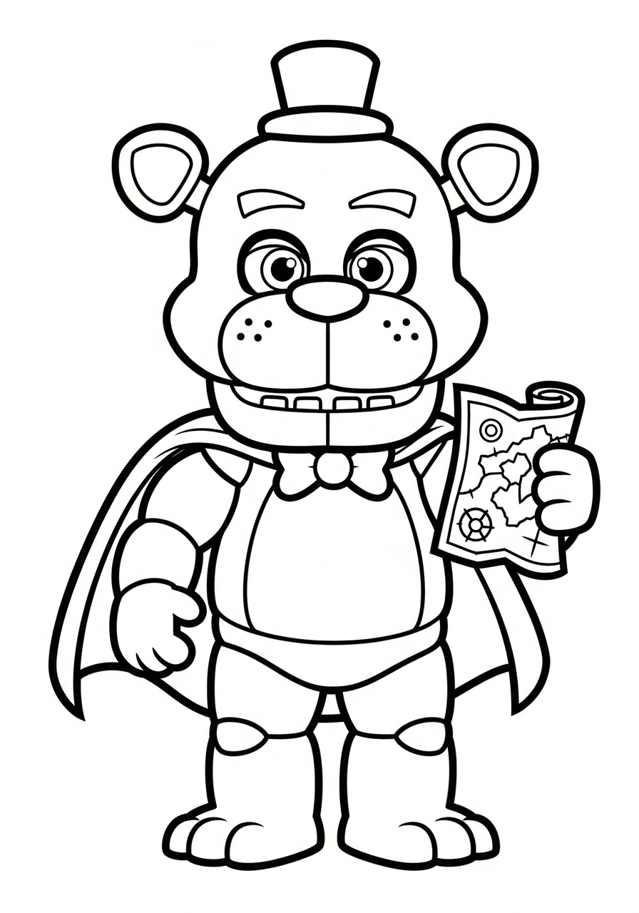 Freddy Fazbear Coloring Pages 4 Cute Adventure Freddy Fazbear hero coloring page