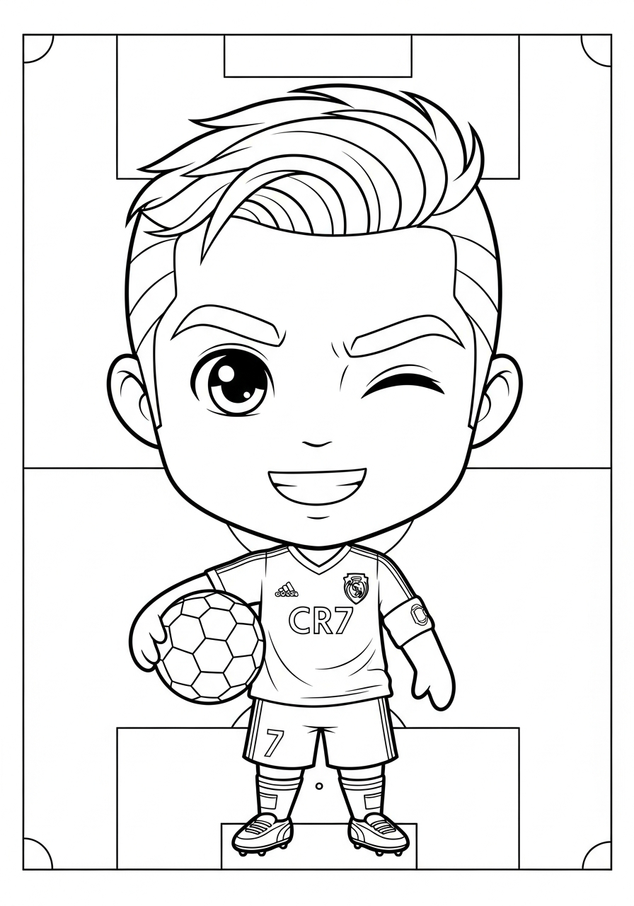 Cute Chibi Cristiano Ronaldo coloring page
