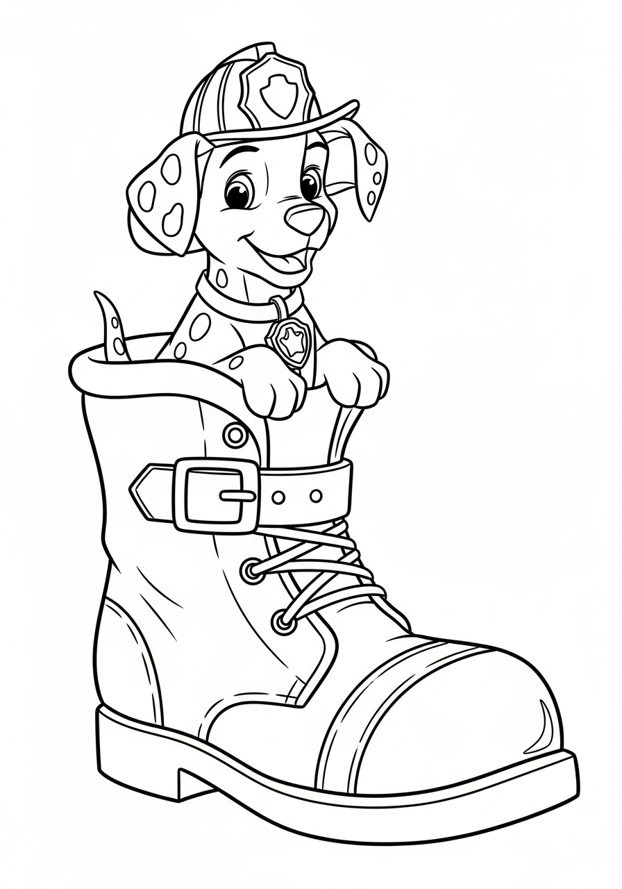Fire Fighter Coloring Pages 3 Cute Dalmatian puppy in boot coloring page
