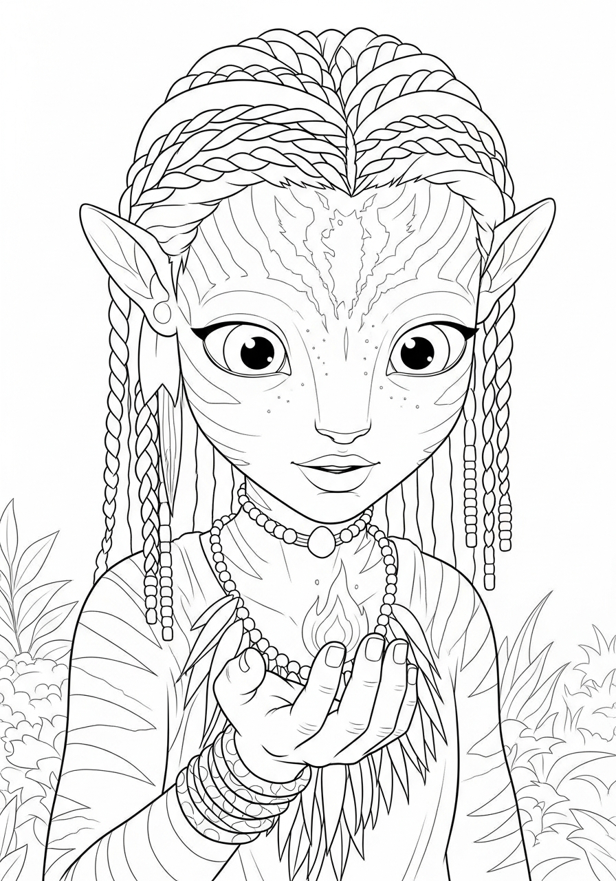 Cute Tuk holding ember Avatar 3 coloring page