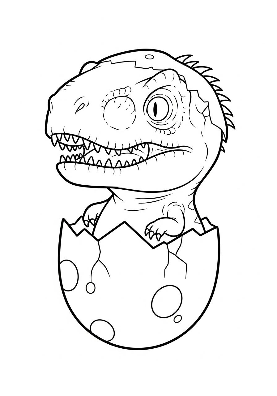 Indominus Rex Coloring Pages 7 Cute baby Indominus Rex hatching coloring page