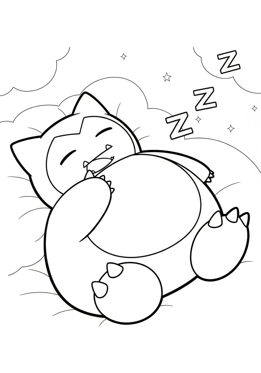 Cute baby Snorlax sucking thumb coloring page