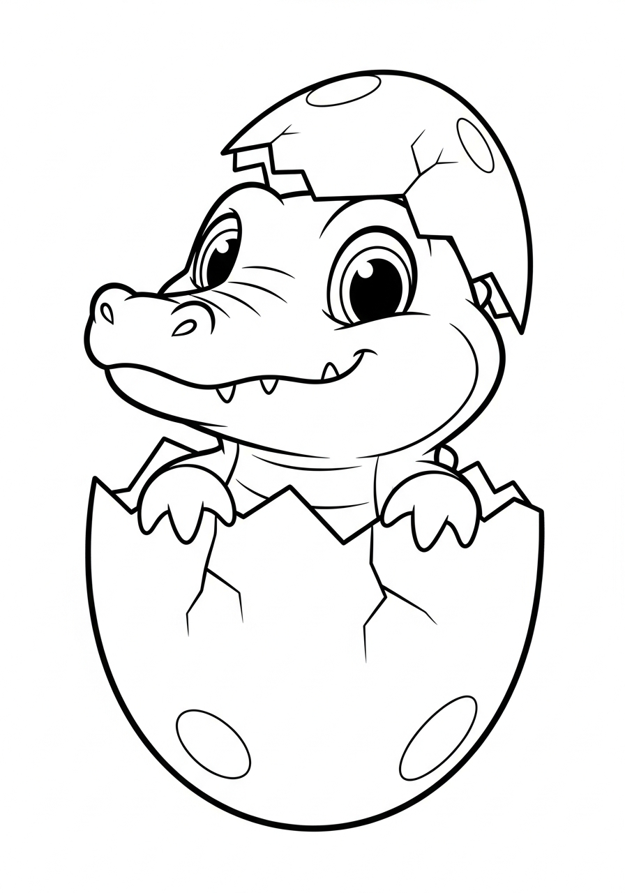 Alligator Coloring Pages 18 Cute baby alligator hatching egg coloring page