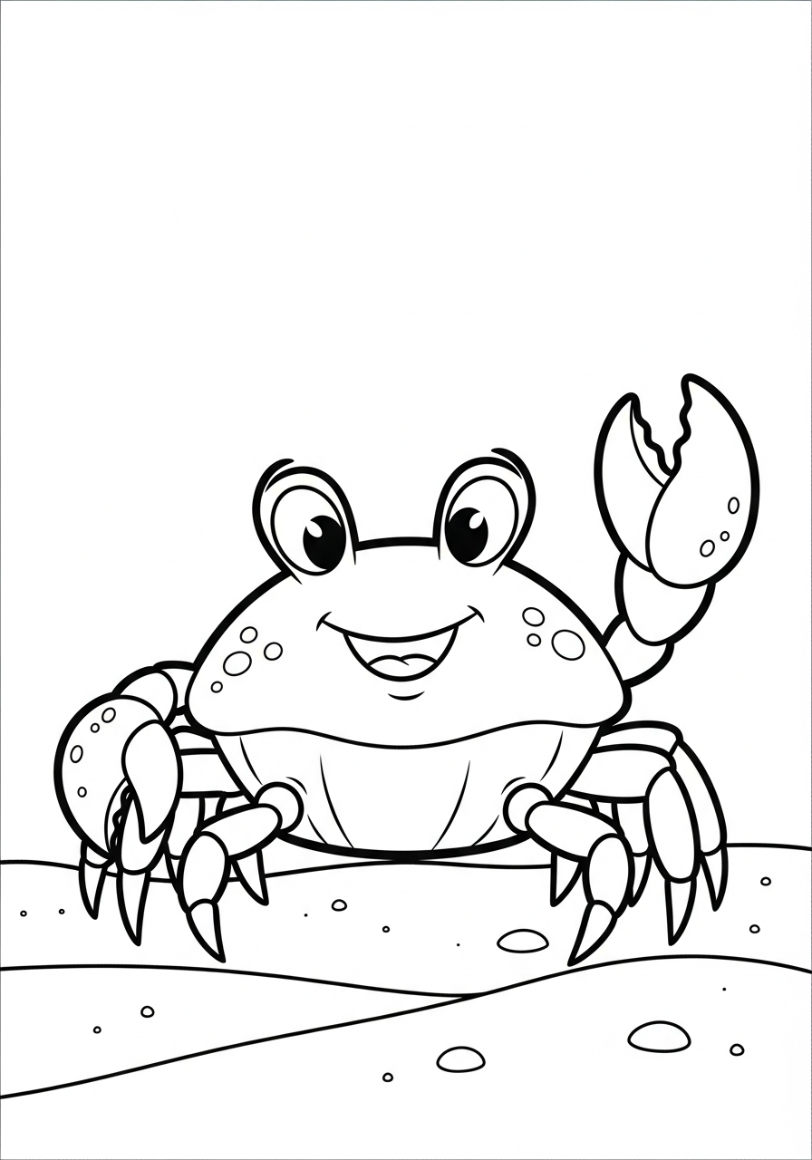 Crab Coloring Pages 10 Cute cartoon crab waving coloring page