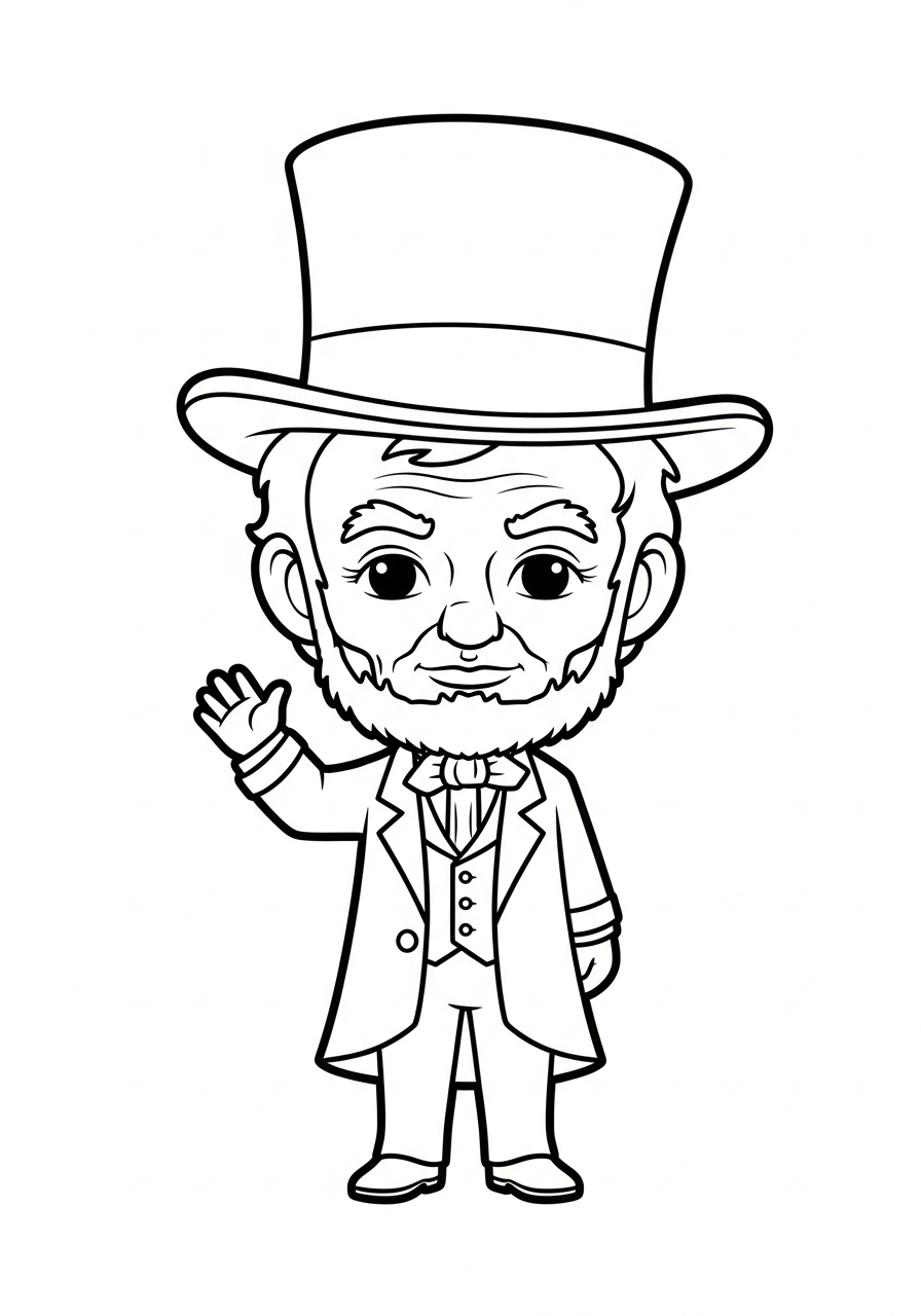Abraham Lincoln Coloring Pages 14 Cute chibi Abraham Lincoln character coloring page