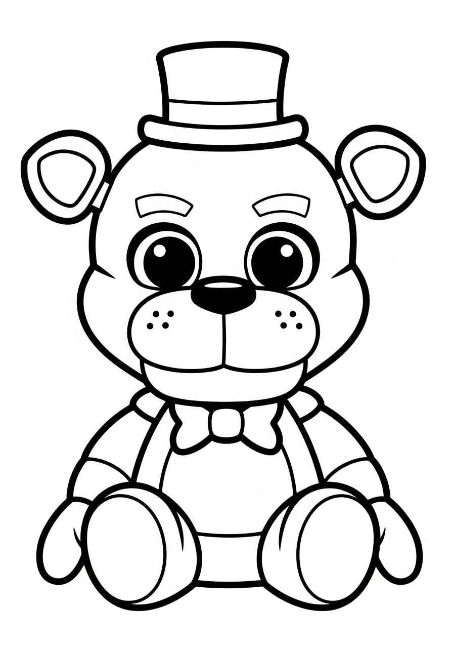 Freddy Fazbear Coloring Pages 5 Cute chibi Freddy Fazbear sitting coloring page