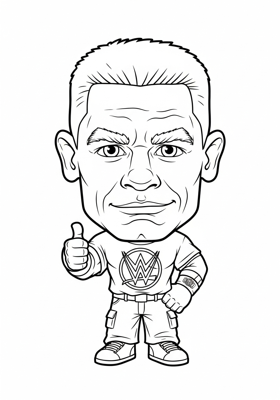 John Cena Coloring Pages 2 Cute chibi John Cena style coloring page