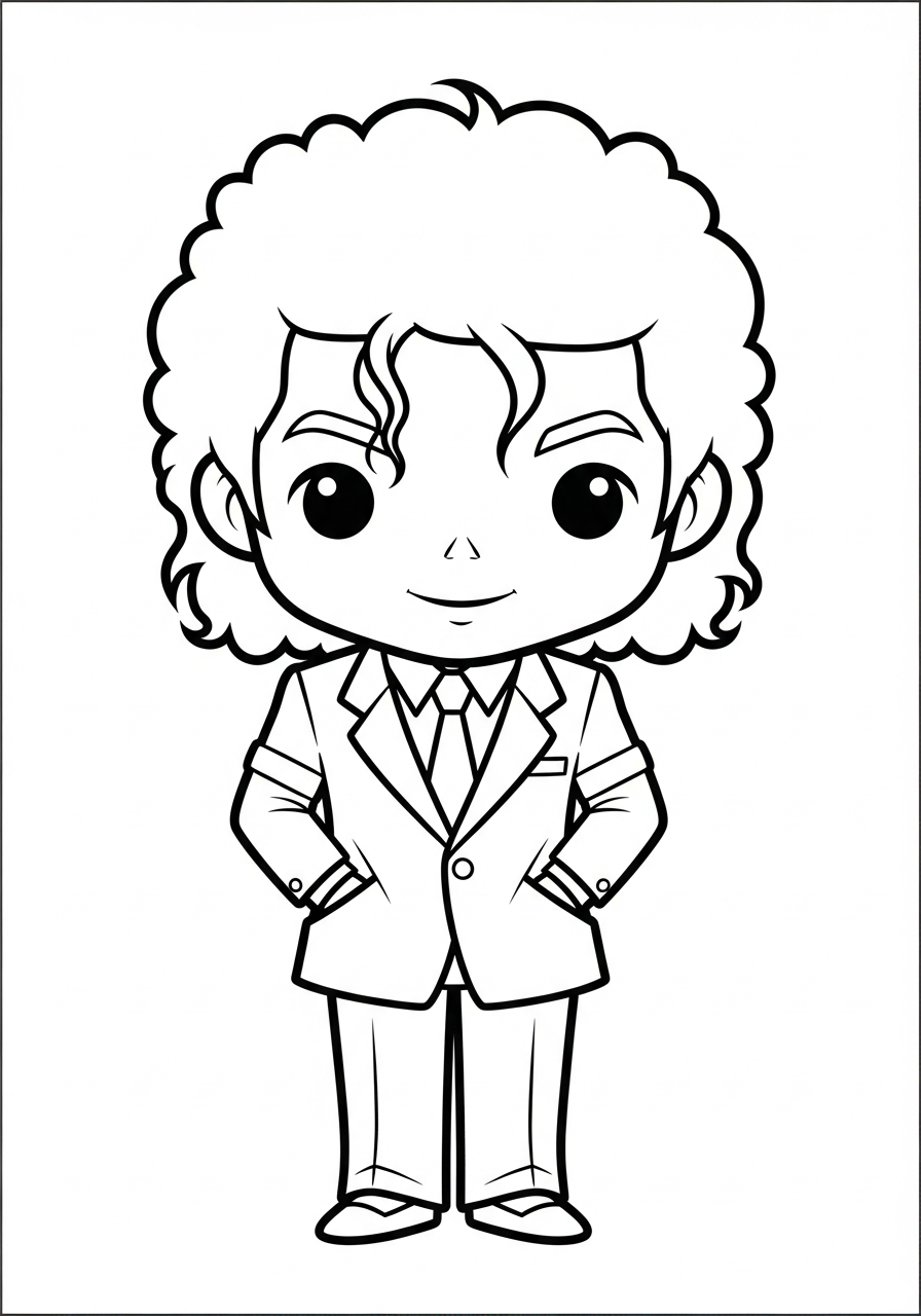 Michael Jackson Coloring Pages 2 Cute chibi Michael Jackson cartoon coloring page