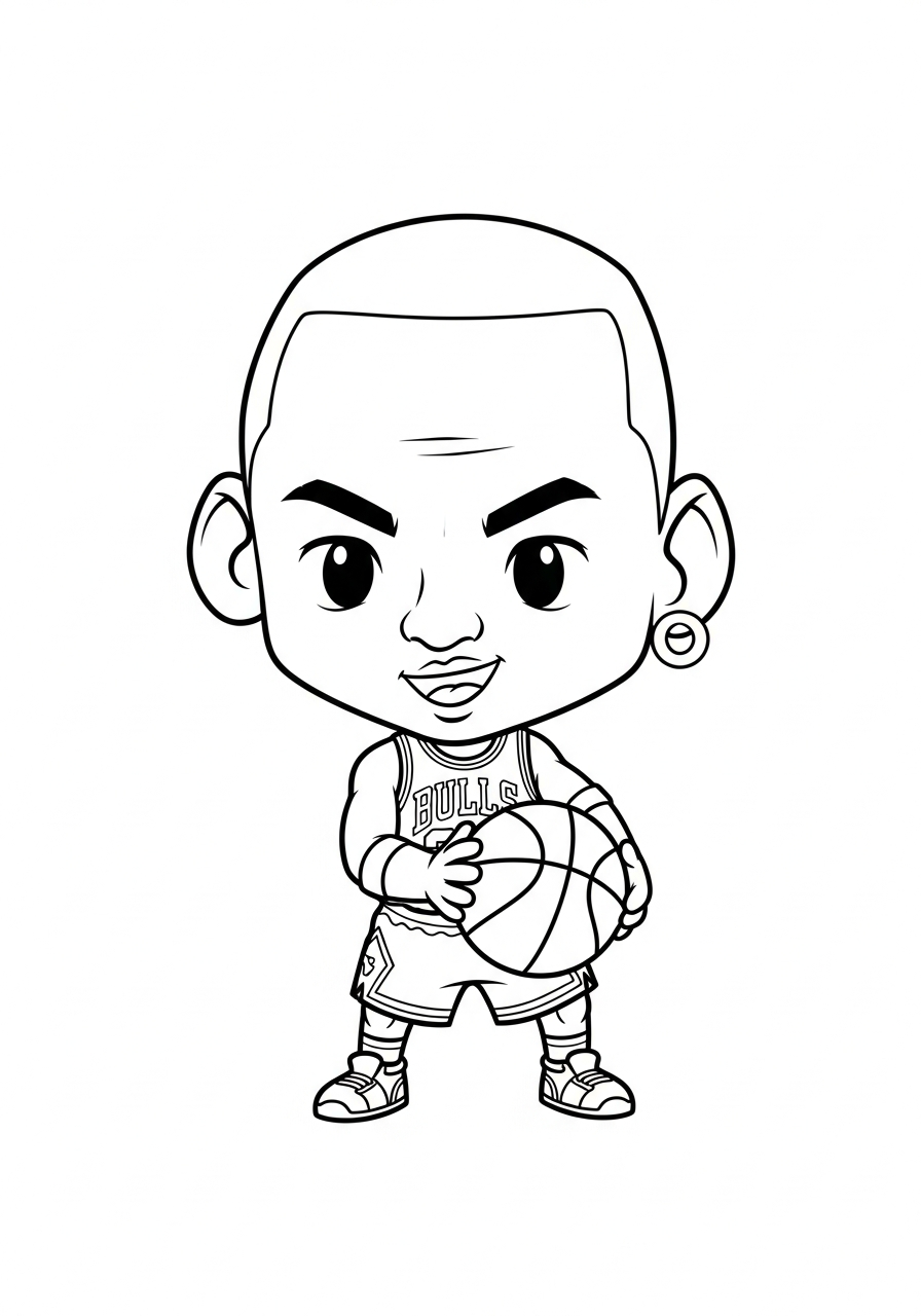 Michael Jordan Coloring Pages 2 Cute chibi Michael Jordan basketball coloring page