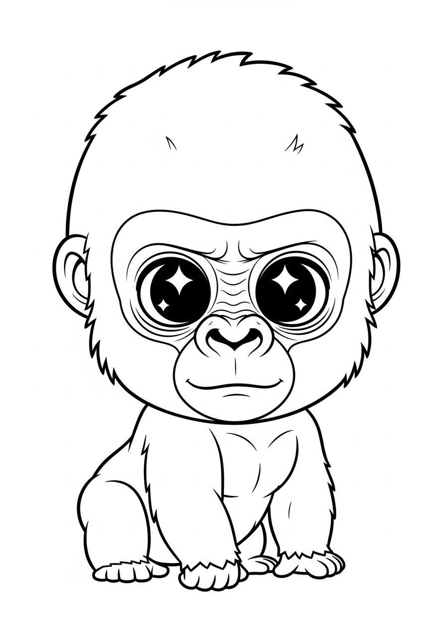 Gorilla Coloring Pages 7 Cute chibi baby gorilla coloring page