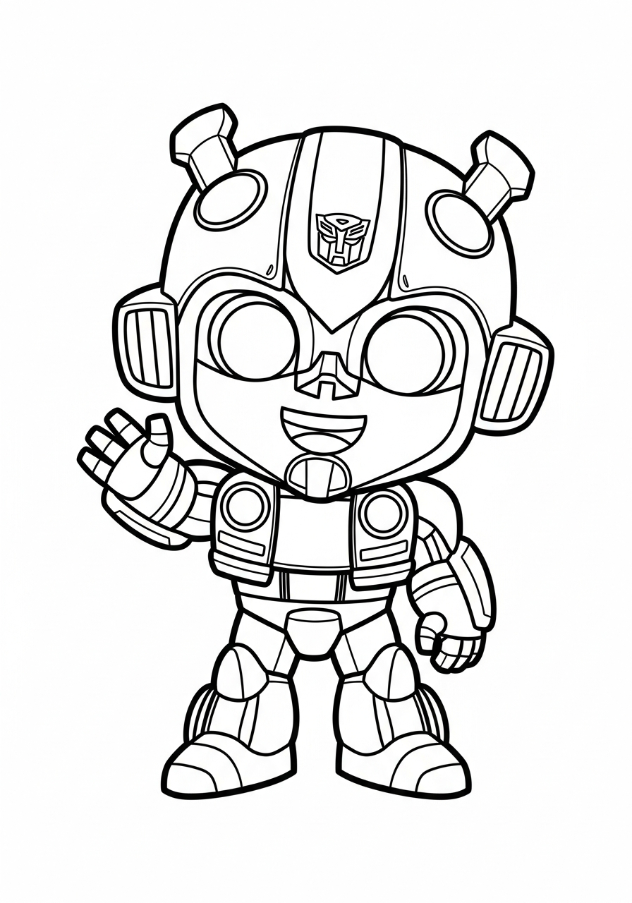 Bumblebee Coloring Pages 18 Cute chibi robot waving hello coloring page