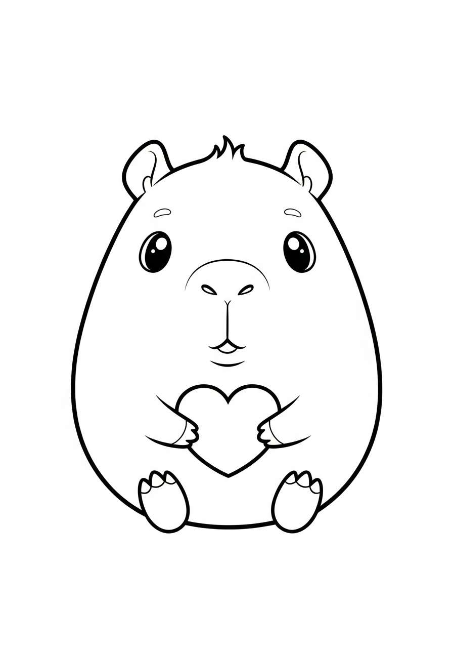 Capybara Coloring Pages 17 Cute chibi style capybara coloring page