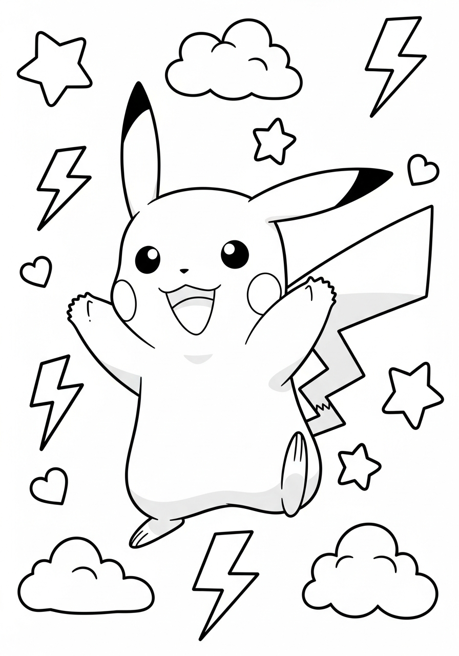 Pikachu Coloring Pages 7 Cute doodle art Pikachu coloring page