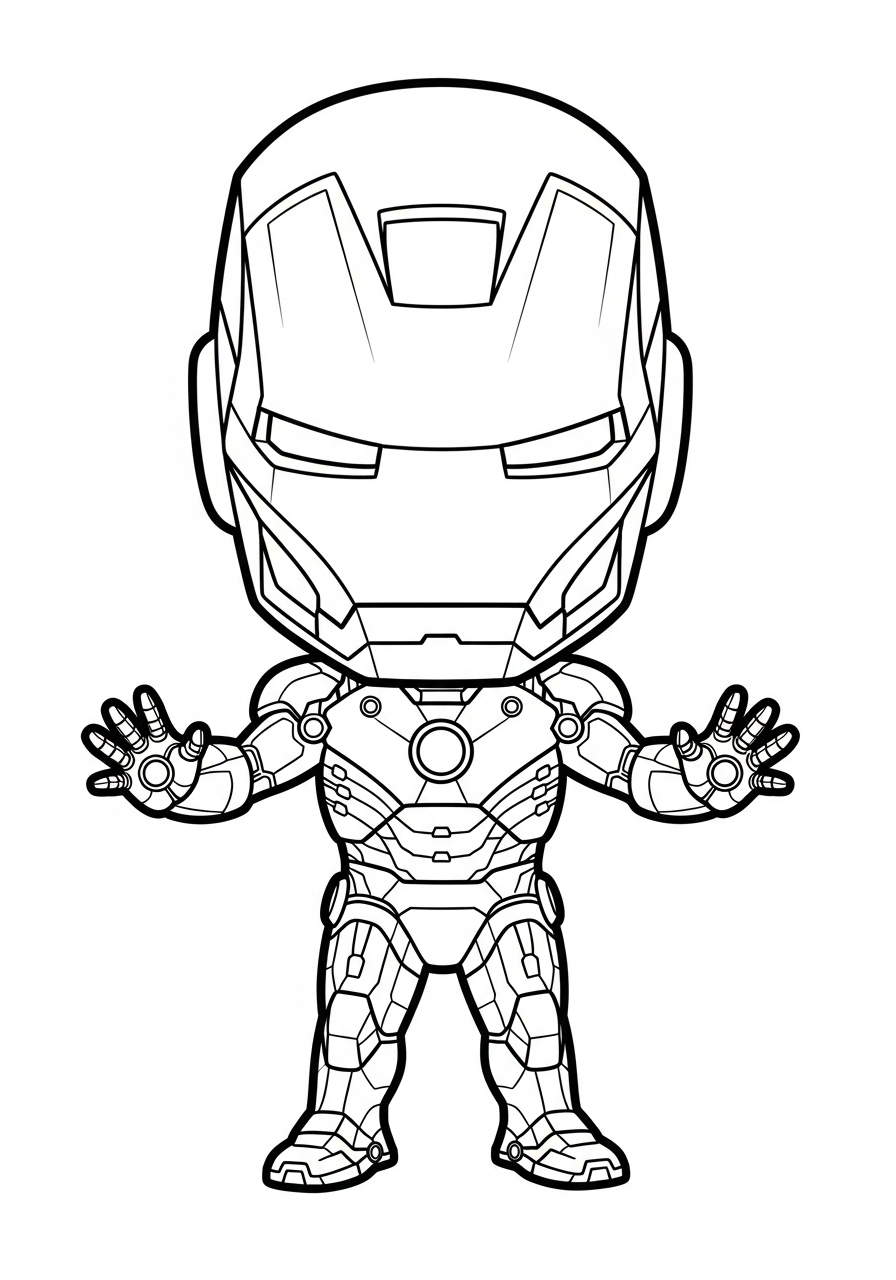 Iron Man Coloring Pages 7 Cute little chibi Iron Man coloring page