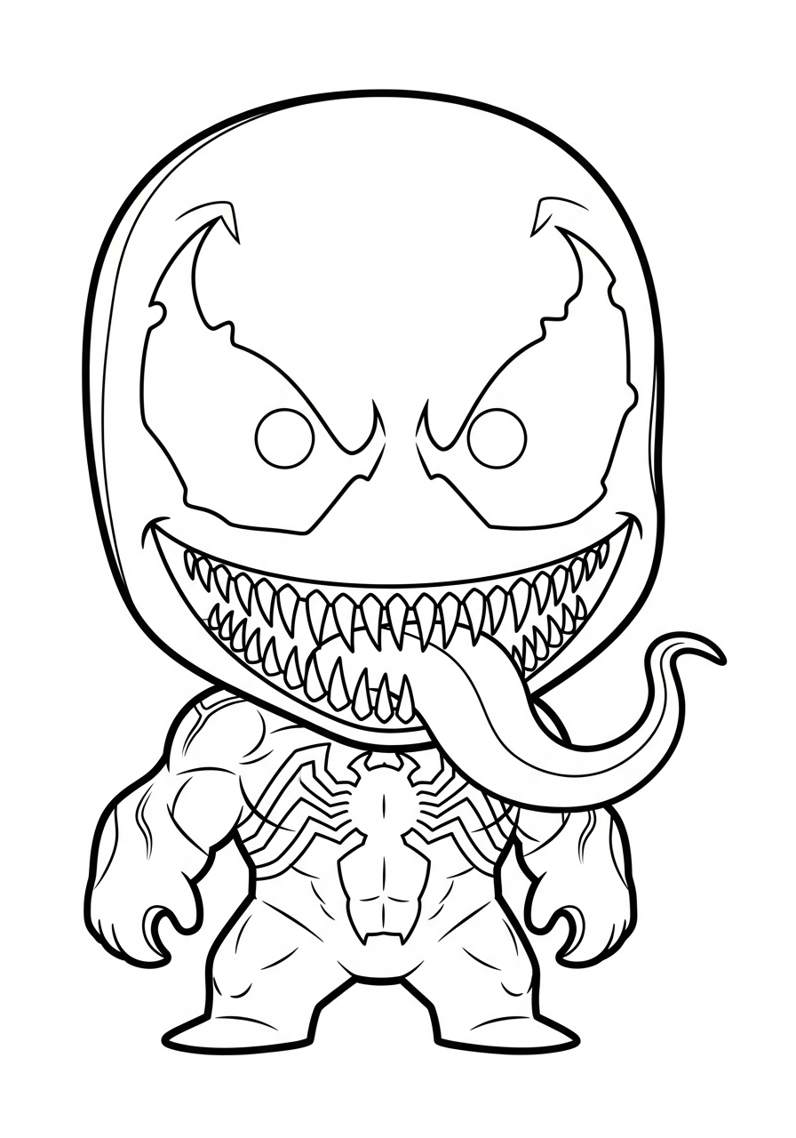 Venom Coloring Pages 5 Cute little chibi Venom smiling coloring page