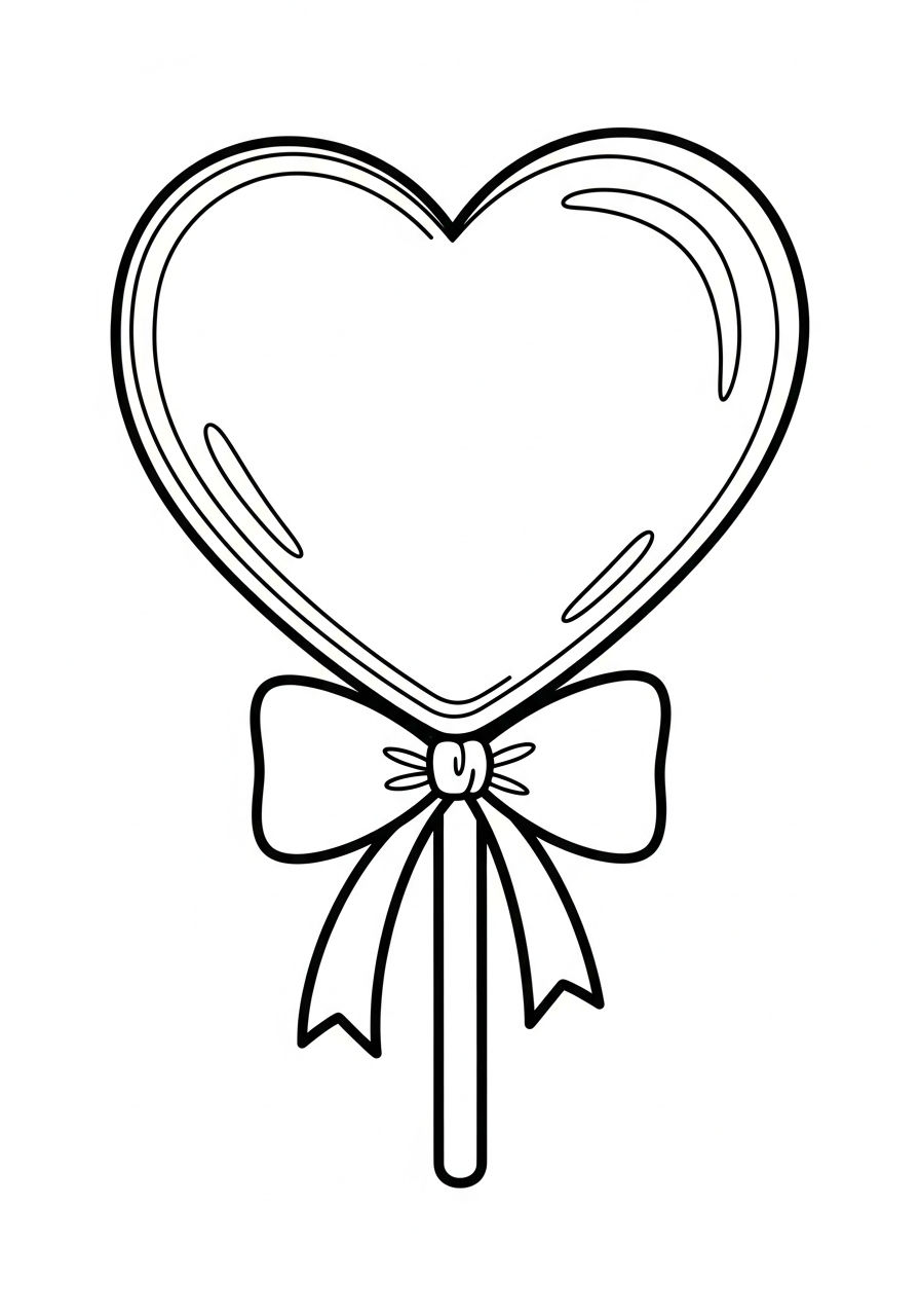 Lollipop Coloring Pages 9 Cute ribbon heart shaped lollipop coloring page