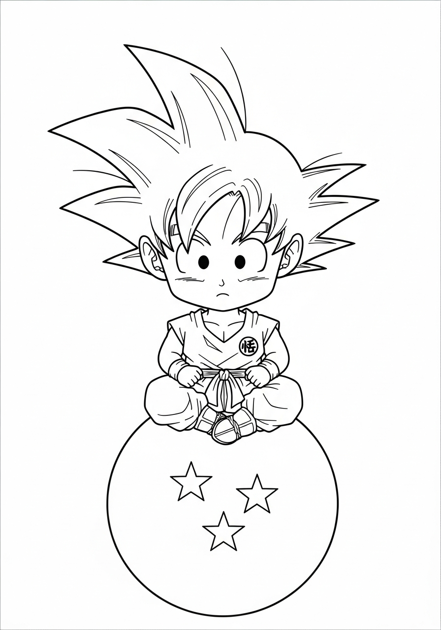 Goku Coloring Pages 3 Cute small Chibi style Goku coloring page