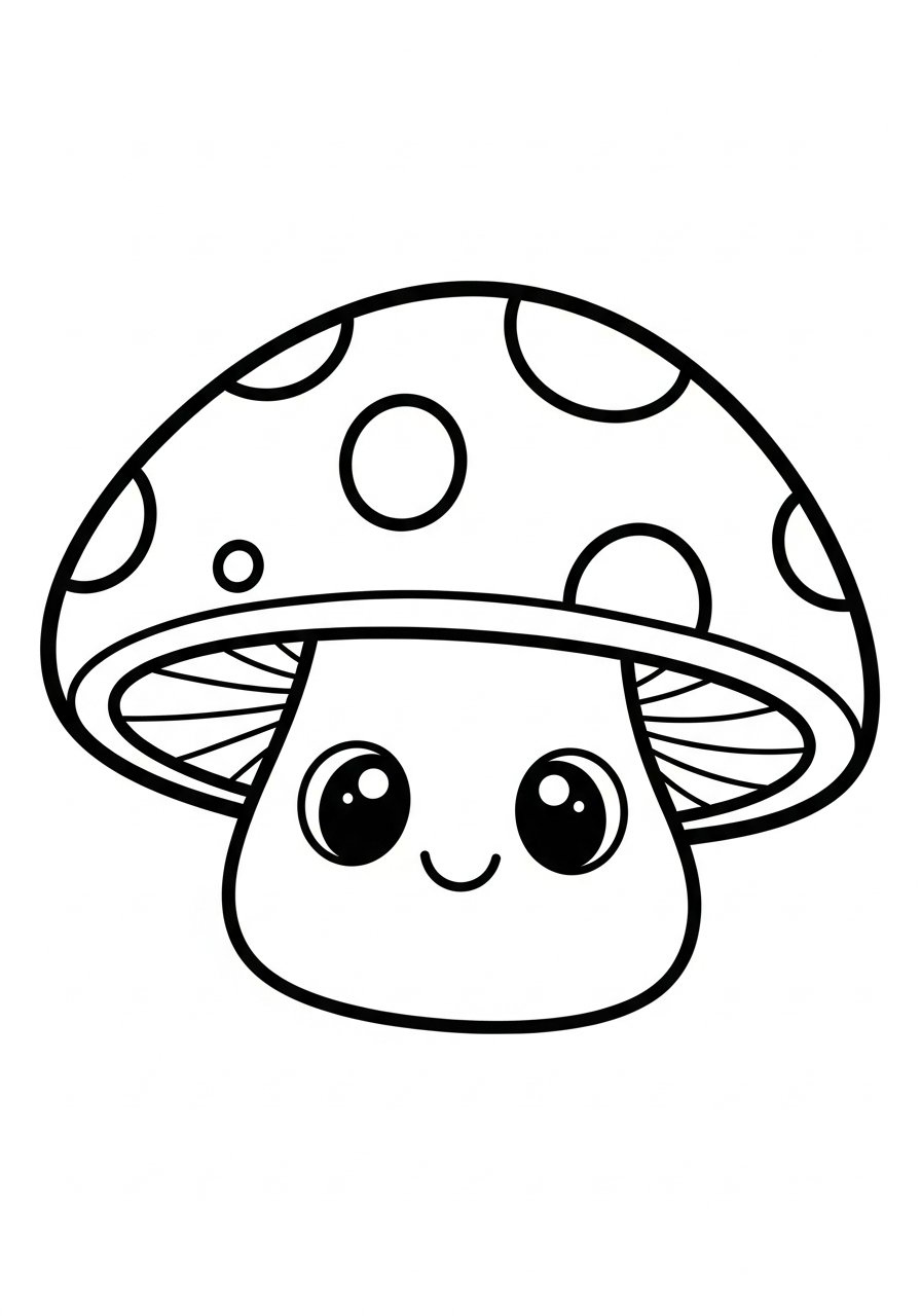 Mushroom Coloring Pages 6 Cute smiling mushroom with spots coloring page