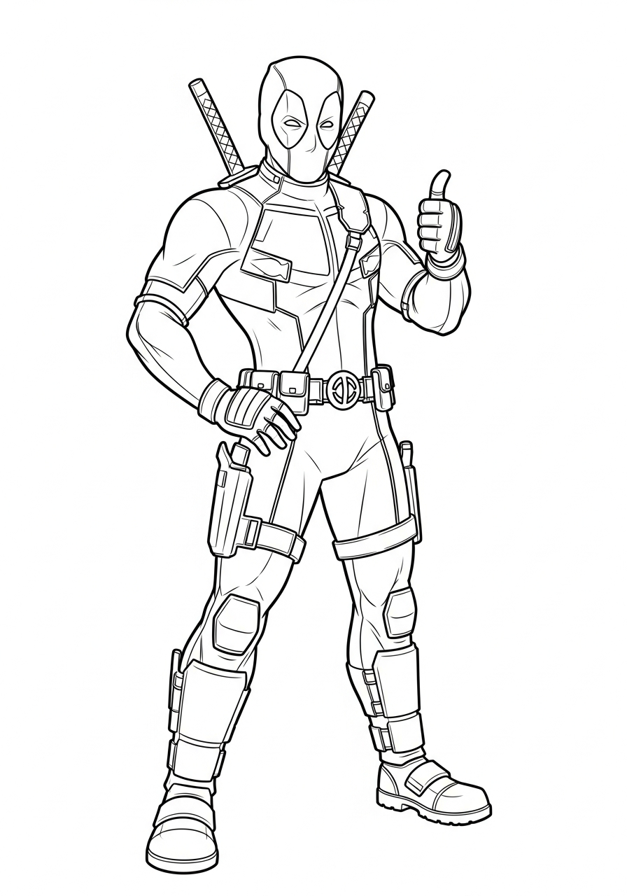 Deadpool giving a thumbs up coloring page