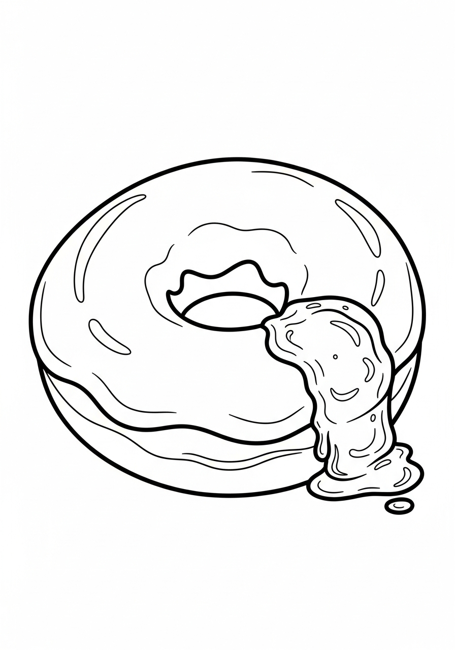 Donut Coloring Pages 15 Delicious jelly filled round donut coloring page