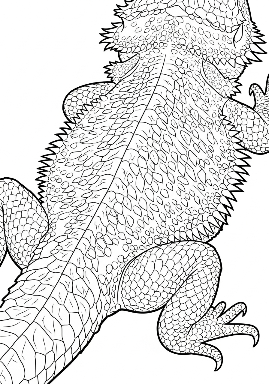 Bearded Dragon Coloring Pages 17 Detailed Bearded Dragon scales coloring page